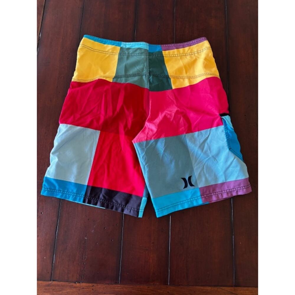 Hurley Men’s Size 34 Swim Trunks Colorblock Board Shorts Yellow Blue Red Green - Picture 2 of 4